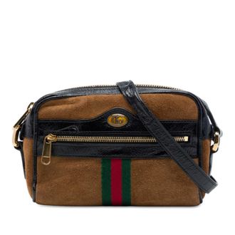 Gucci Pre-owned Gucci Mini Suede Web Ophidia Crossbody Unisex KD8FARAWP9Y4M1NO