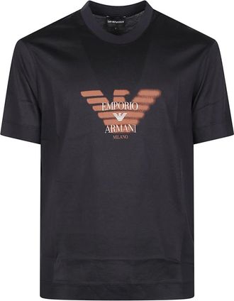 Emporio Armani Graffiti Eagle Logo Print T-Shirt - Heren - T-shirts - Blauw - L - Katoen - Tops