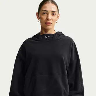 Nike Womens One Therma-FIT Oversized Pullover Hoodie in Black | IO1052-010