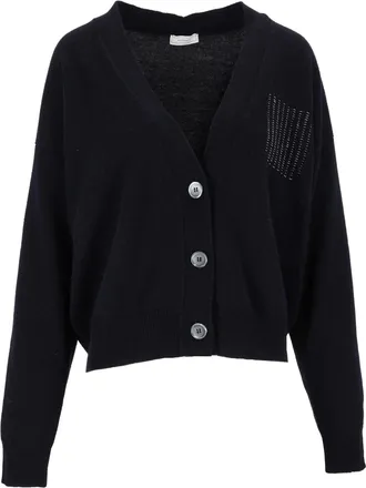 PESERICO Cropped V-Neck Knit Cardigan