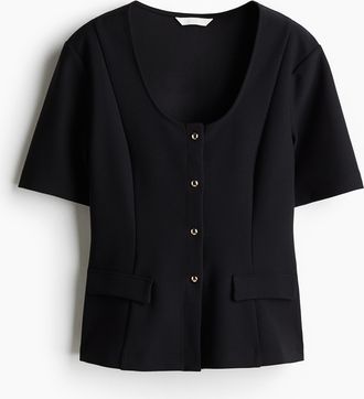 H&M Cardigan mit Kurzarm - Schwarz