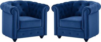 Vente-Unique Lotto di 2 poltrone CHESTERFIELD in velluto Blu notte
