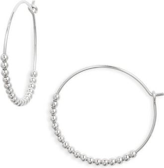 Nashelle Classic Beaded Hoop Earrings in Sterling Silver at Nordstrom