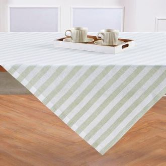 Solino Home Linen Table Throw - Sorrento Stripe, 52 x 52, 52 x 52 in Sage And White at Nordstrom, Size Small