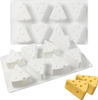 No Brand Moldes De Silicona 3d Con Forma De Queso Para Hornear Pasteles De Mousse, Bandeja De Chocolate De 8 Cavidades Para Postres Franceses, Pudines, Helados