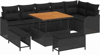 vidaXL Garden Sofa Set with Cushion with Storage 9 pcs Black vidaXL