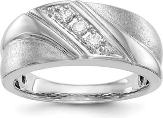 Diamond2Deal 14k Gold Lab Grown Diamond 3-Stone Wedding Band Ring 0.15Ct Clarity- VS Color- G-H