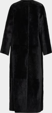 Yves Salomon Manteau Lamb Shearling Collarless Long Coat