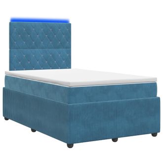 vidaXL Letto Box Spring Led Con Materasso Blu 120 X 190 Cm Velluto Vidaxl