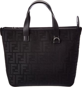 Fendi Fendi Small Ff Jacquard & Leather Shopping Tote