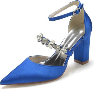 Generic Womens Closed Toe Pumps - Elegant High Heels for Weddings and Special Occasions,Royal Blue,6.5 UK