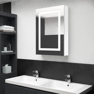 vidaXL Armario De Ba&ntilde;o Con Espejo Led Blanco Brillante 50x13x70 Cm Vidaxl