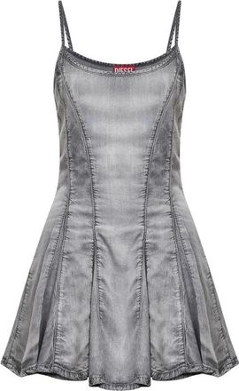 Diesel Flared Mini Dress - Dames - Korte kleedjes - Grijs - L - Denim - Kleedjes