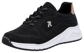 Rieker Sneaker RIEKER, Damen, Gr. 36, schwarz (schwarz, kupferfarben), Nubuklederimitat, unifarben mit Farbeinsatz, Schuhe Sneaker, mit MemoSoft-Innensohle, 
