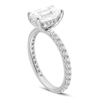 LuvMyJewelry Zina 14K Gold Emerald Cut Hidden Halo Lab Grown Diamond Engagement Ring - 2.5 Ct in 14K White Gold at Nordstrom, Size 6.5
