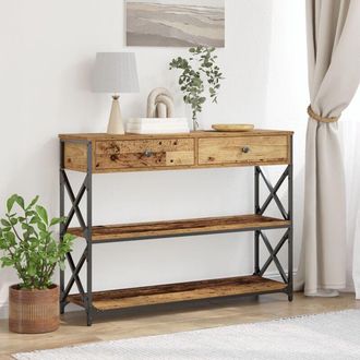vidaXL Tavolo Consolle con cassetto Legno vecchio 100 x 28 x 75 cm - Vidaxl