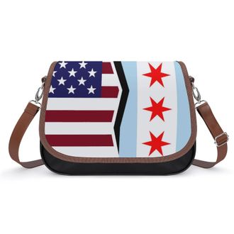 Generic US & Chicago Flag Fashion Womens Crossbody Bags Novelty Handbag Shoulder Bag Purse