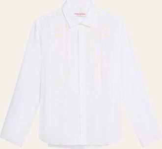 Orlebar Brown Mens Giles Linen Applique Tailored-Fit Sport Shirt