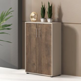 Dmora Armario Multiuso 2 Puertas Parabita, 2 Estantes, 2 Puertas, 3 Compartimentos, 79x118h Cm Beige