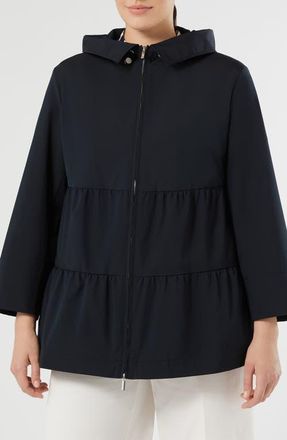 Marina Rinaldi Samba Water Repellent Peplum Raincoat in Midnight Blue at Nordstrom, Size 20W