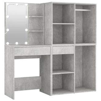 Berkfield Home LED Dressing Table with 2 Cabinets Concrete Grey Engineered Wood