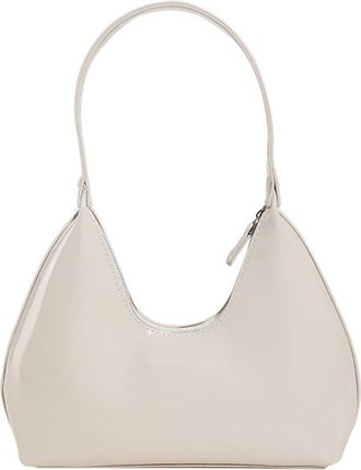 Generic Shoulder Bags, Compatible For Womens Solid Colors Patent Leather Crescent Bag Small Handbag Ladies Totes(Beige)