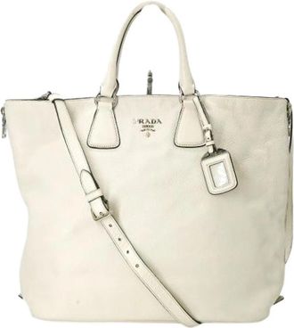 Prada Pre-owned Vintage Tote Bag - Dames - Vintage Shopper - Wit - ONE Size - Leer - Vintage