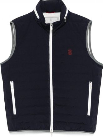 Brunello Cucinelli PADDED CONCEALED HOOD GILET Size: M, colour: NAVY