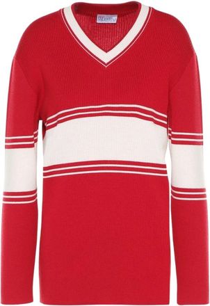 Red Valentino Jersey - Dames - V-hals truien - Rood - 2XS - Truien & Vesten