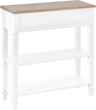 HOMCOM 80x75cm Console Table w/ Drawer 2 Shelves Worktop Handle Retro White - Homcom