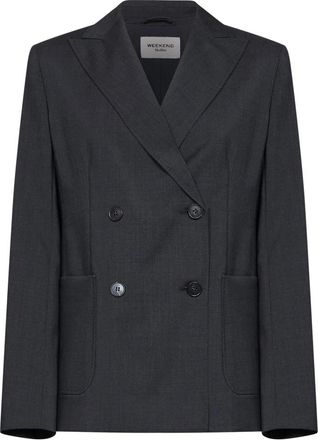 Max Mara Max Mara Weekend Jassen - Dames - Blazers - Grijs - 2XS - Wol - Jassen