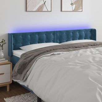 vidaXL Cabecero Con Led De Terciopelo Azul Oscuro 183x16x78/88 Cm Vidaxl