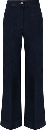 Victoria Beckham Alina Wide Leg Pants - Dames - Wijde Broeken - Blauw - W25 - Katoen - Broeken