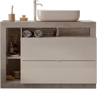 WELLTIME Waschtisch »Hamburg« 2 Schubkästen, Breite 110 cm, Soft-Close, inkl. Keramik-Aufsatzbecken