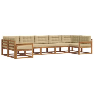 vidaXL Conjunto De Sof&aacute;s De Exterior Con Coj&iacute;n 7 Pcs Natural Y Beige Vidaxl