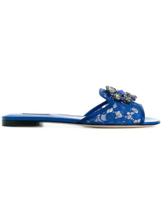 Dolce & Gabbana Sandali Bianca con decorazioni - Blu