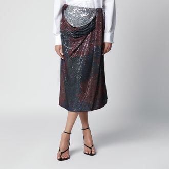 Maison Margiela Gonna drappeggiata con paillettes blu/bordeaux