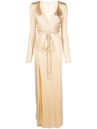 Patrizia Pepe V-neck jersey long dress - women - Elastane/Viscose - 0 - Neutrals