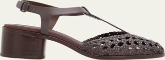 Hereu Gabia Woven Leather Block-Heel Sandals