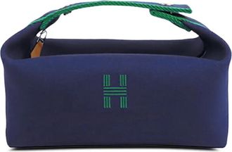 Herm&egrave;s 2010-2025 kleine Toile Bride A Brac toilettas - Blauw