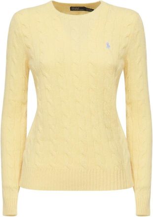 Polo Ralph Lauren Truien & Vesten, Dames, Geel, XS, Gele Crewneck Sweater met Logo Borduursel
