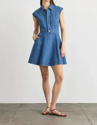 Tanya Taylor Hailey Denim Mini Dress In Medium Indigo Blue
