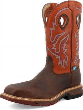 Twisted X Boots Mens 12 Western Work Boot In Brown/orange