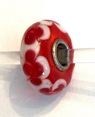Trollbeads Womens Universal Charm Bead In Unique Red/white Bead