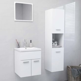 vidaXL Juego De Muebles De Ba&ntilde;o Madera De Ingenier&iacute;a Blanco Vidaxl