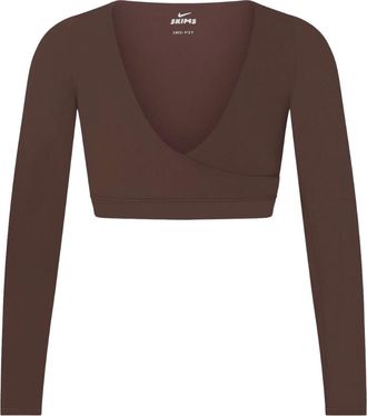 Nike (WMNS) Nike x SKIMS Matte Wrap Long Sleeve Cropped Top Dark Sepia LSLSL9692W-DSP