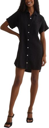 Bella Dahl Roll Sleeve Pocket Linen-Blend Shirtdress