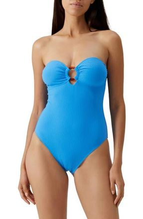 Melissa Odabash Cozumel Strapless One-Piece Swimsuit in Ocean Ribbed at Nordstrom, Size 10