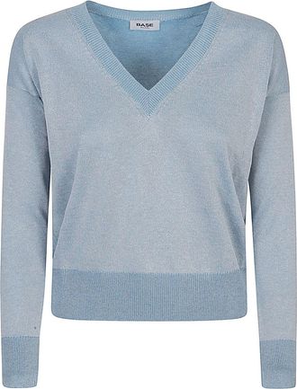 base Cotton Blend V Neck Sweater