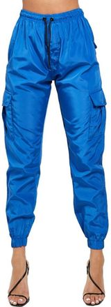 Janisramone Womens Cargo Trousers, Casual Combat Cuffed Joggers Womens 4 Pockets Work Trousers Women - Sports Cargo Pants Elasticated Trousers for Women UK Royal 